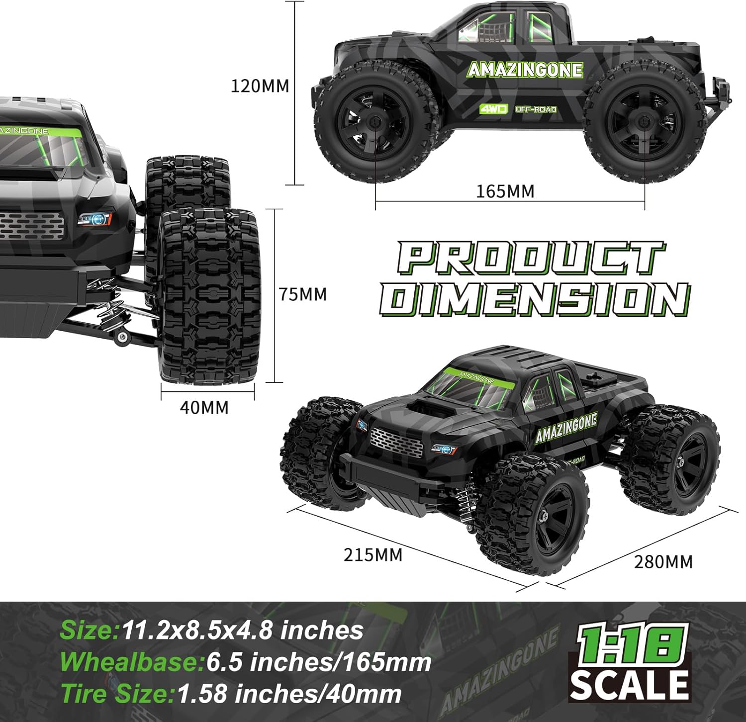 JT18W Skala 1/18 Kecepatan Tin - Rc Hobby Grade Monster Truck ulasan dan harga